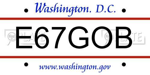E67GOB District Of Columbia License Plate