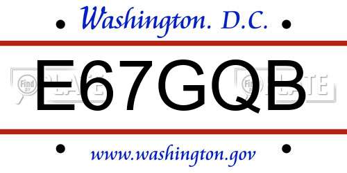 E67GQB District Of Columbia License Plate