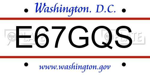 E67GQS District Of Columbia License Plate