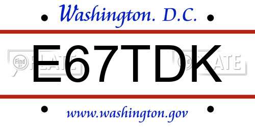 E67TDK District Of Columbia License Plate