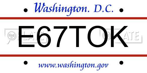 E67TOK District Of Columbia License Plate