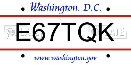 E67TQK District Of Columbia License Plate