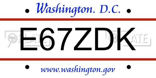 E67ZDK District Of Columbia License Plate