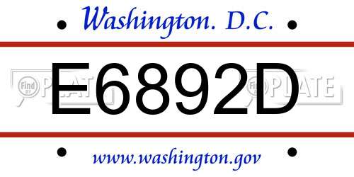 E6892D District Of Columbia License Plate