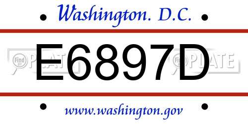 E6897D District Of Columbia License Plate