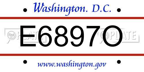 E6897O District Of Columbia License Plate