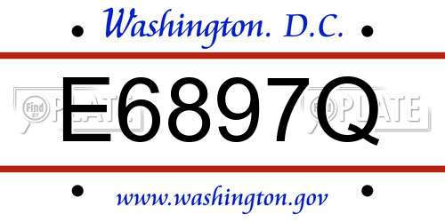 E6897Q District Of Columbia License Plate