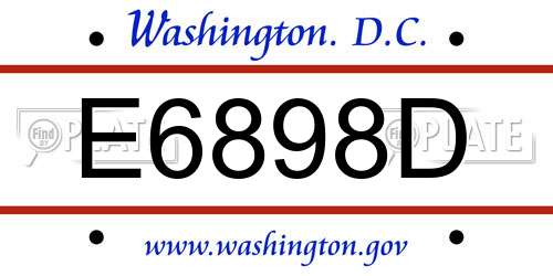 E6898D District Of Columbia License Plate