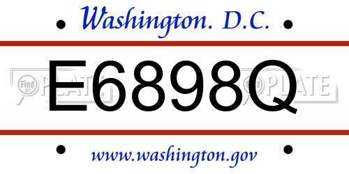 E6898Q District Of Columbia License Plate