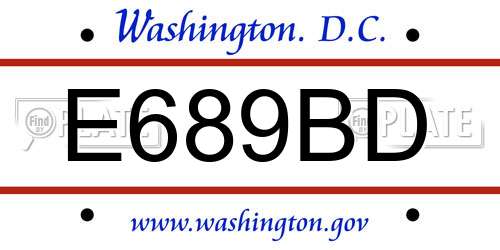 E689BD District Of Columbia License Plate