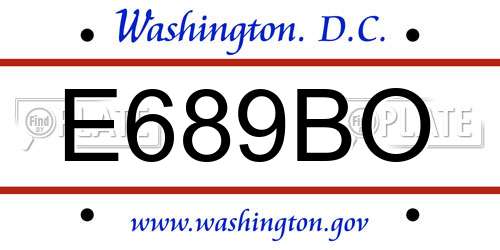 E689BO District Of Columbia License Plate