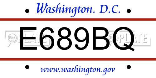 E689BQ District Of Columbia License Plate