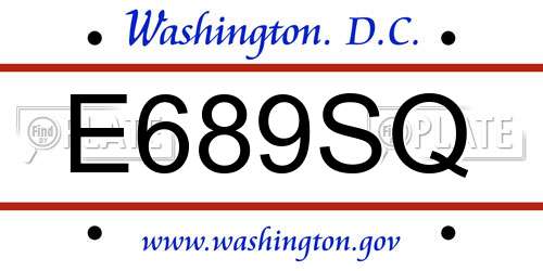 E689SQ District Of Columbia License Plate