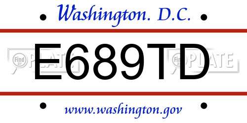 E689TD District Of Columbia License Plate