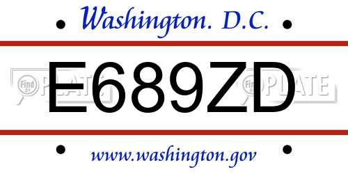 E689ZD District Of Columbia License Plate
