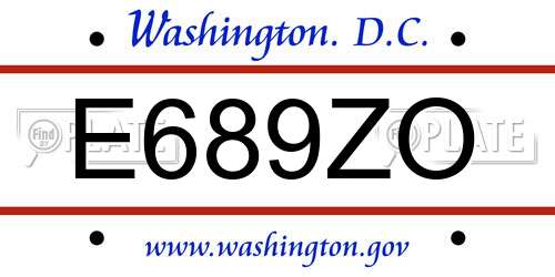 E689ZO District Of Columbia License Plate