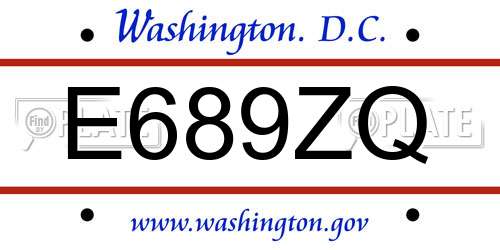 E689ZQ District Of Columbia License Plate