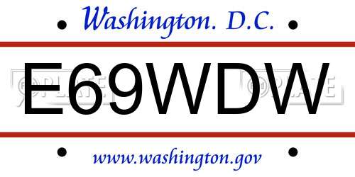 E69WDW District Of Columbia License Plate