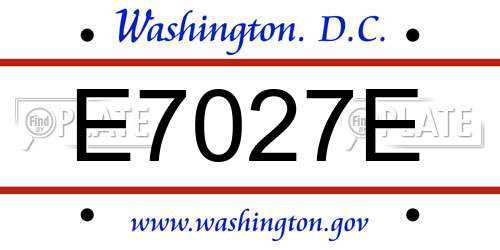 E7027E District Of Columbia License Plate