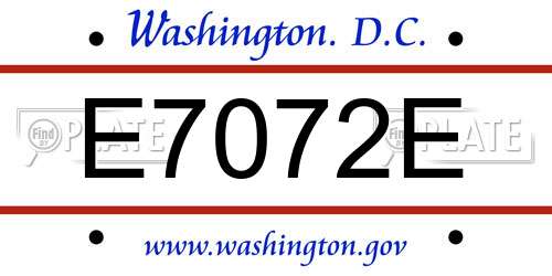 E7072E District Of Columbia License Plate