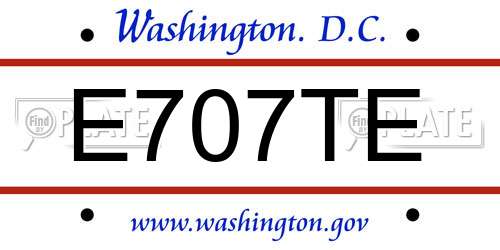 E707TE District Of Columbia License Plate