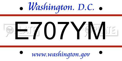 E707YM District Of Columbia License Plate