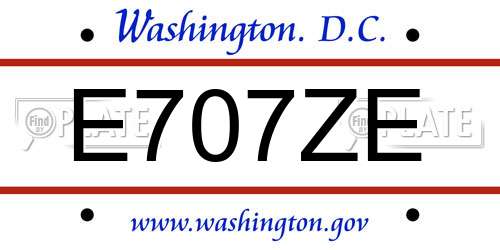E707ZE District Of Columbia License Plate