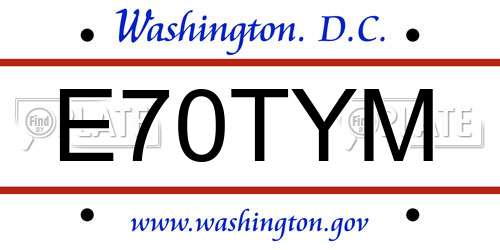 E70TYM District Of Columbia License Plate