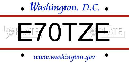 E70TZE District Of Columbia License Plate