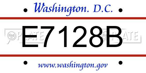 E7128B District Of Columbia License Plate