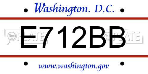 E712BB District Of Columbia License Plate