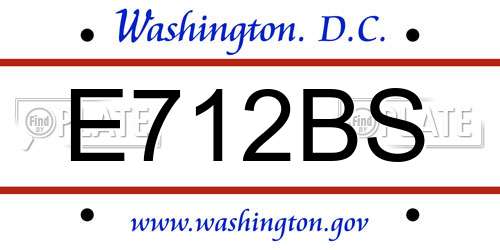 E712BS District Of Columbia License Plate