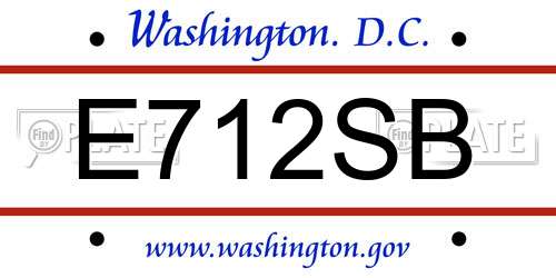 E712SB District Of Columbia License Plate
