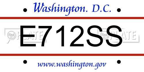 E712SS District Of Columbia License Plate