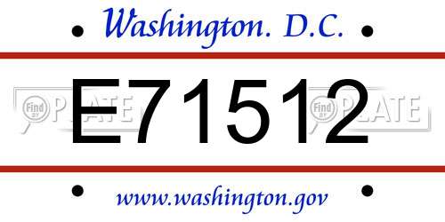 E71512 District Of Columbia License Plate