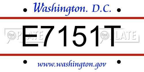 E7151T District Of Columbia License Plate