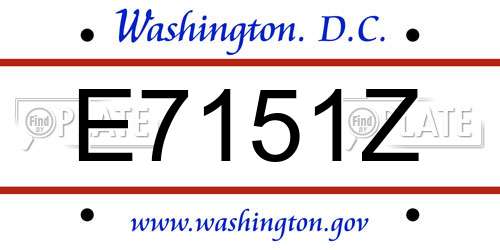 E7151Z District Of Columbia License Plate