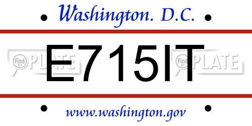 E715IT District Of Columbia License Plate