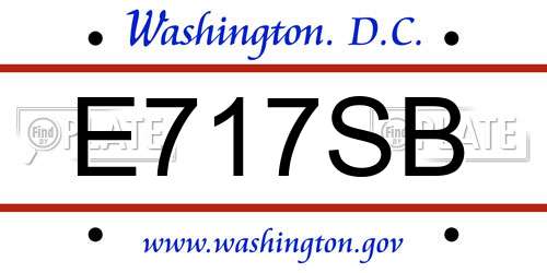 E717SB District Of Columbia License Plate