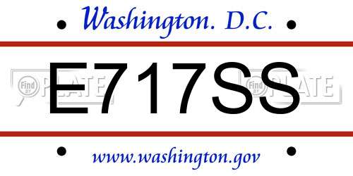 E717SS District Of Columbia License Plate