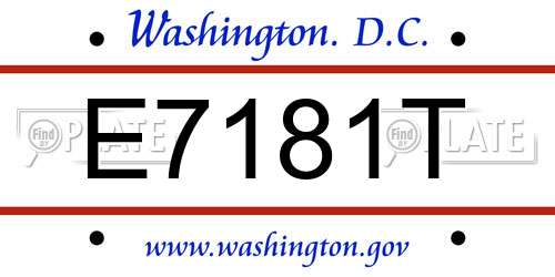 E7181T District Of Columbia License Plate