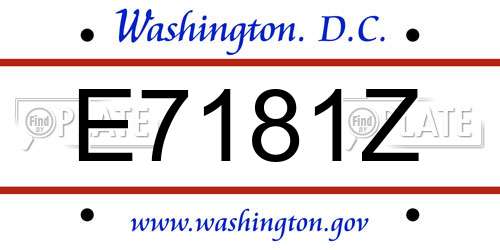 E7181Z District Of Columbia License Plate