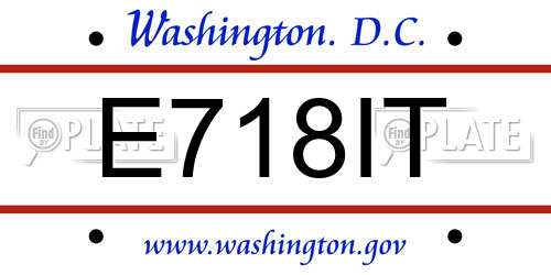 E718IT District Of Columbia License Plate