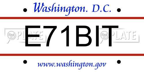 E71BIT District Of Columbia License Plate