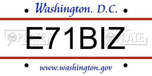 E71BIZ District Of Columbia License Plate