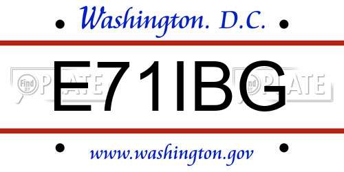 E71IBG District Of Columbia License Plate