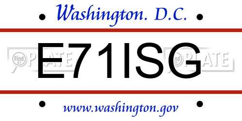 E71ISG District Of Columbia License Plate