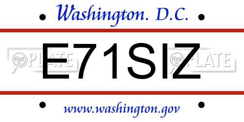 E71SIZ District Of Columbia License Plate