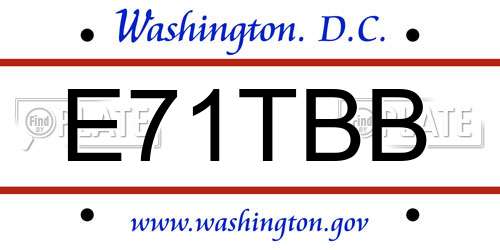 E71TBB District Of Columbia License Plate