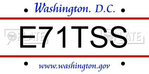 E71TSS District Of Columbia License Plate